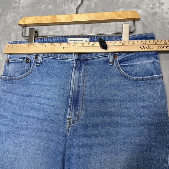 Abercrombie & Fitch Mom Jeans Womens 12 31 Blue High Rise Curve Love Denim - Picture 7 of 10